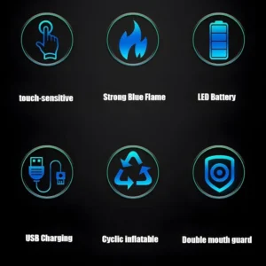 Alternative view of ولاعة إلكترونية بشاشة لمس قابلة للشحن USB – بثلاث شعلات نفاثة مقاومة للرياح