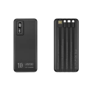 ⁦باور بانك بسعة 10000mAh شحن سريع 22.5W مع 4 كابلات مدمجة وشاشة رقمية ASPOR A300PD⁩ - الصورة ⁦6⁩