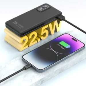 ⁦باور بانك بسعة 10000mAh شحن سريع 22.5W مع 4 كابلات مدمجة وشاشة رقمية ASPOR A300PD⁩ - الصورة ⁦4⁩