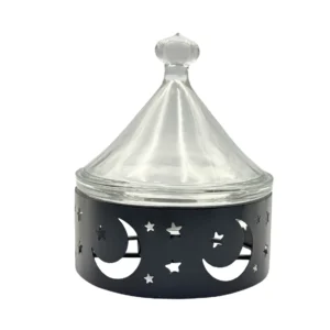 Alternative view of صحن تقديم زجاجي بقاعدة تسخين معدنية