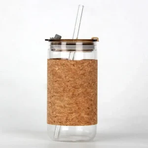 Alternative view of كوب زجاجي مع مصاصة زجاجية وغطاء فلين – 410ml
