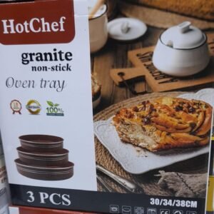 ⁦طقم 3 صواني فرن جرانيت دائرية – غير لاصقة – مقاومة للخدوش – HotChef بني⁩ - الصورة ⁦6⁩