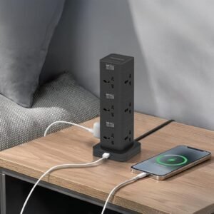 ⁦مشترك كهربائي بورودو 2500 واط مع 12 مقبس و3 منافذ USB وشحن سريع PD⁩ - الصورة ⁦3⁩