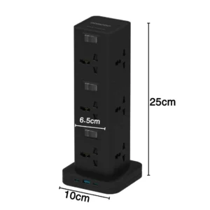 ⁦مشترك كهربائي بورودو 2500 واط مع 12 مقبس و3 منافذ USB وشحن سريع PD⁩ - الصورة ⁦4⁩