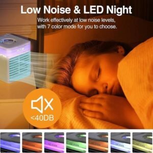 ⁦مروحة تبريد هواء محمولة 4 في 1 مع رذاذ ماء وإضاءة LED وخزان 500 مل⁩ - الصورة ⁦4⁩