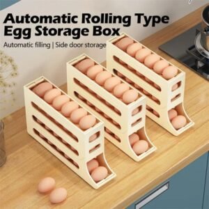 ⁦رف تنظيم البيض 4 طبقات بتصميم التمرير التلقائي سعة 30 بيضة⁩ - الصورة ⁦4⁩